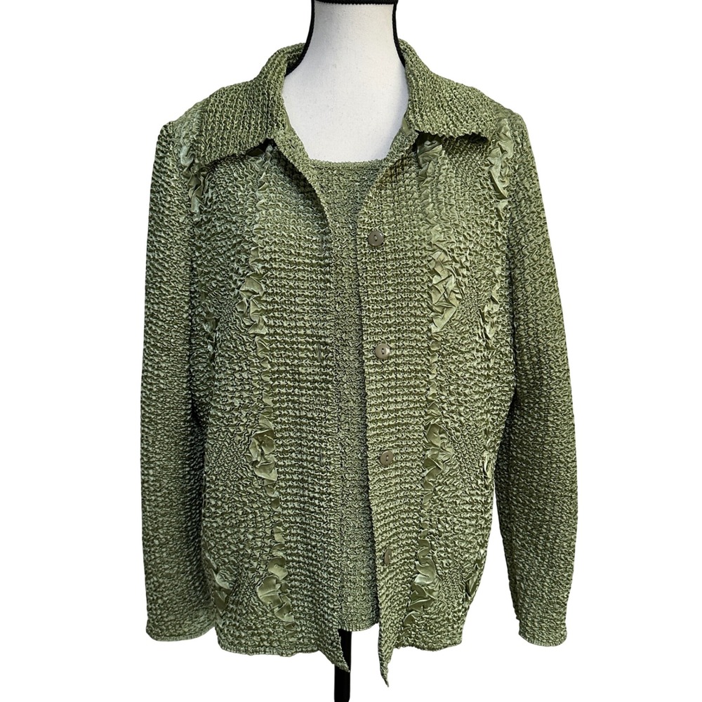 Bala Bala Popcorn 2PC Set Jacket and Top L Crinkle Granola Girl Coastal Grandma